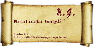 Mihalicska Gergő névjegykártya